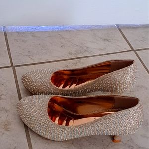 Ladies Gold High Heeled Evening Shoes